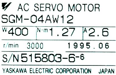 Yaskawa SGM-04AW12 label image