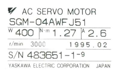 New Refurbished Exchange Repair  Yaskawa Motors-AC Servo SGM-04AWFJ51 Precision Zone