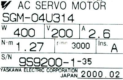 Yaskawa SGM-04U314 label image