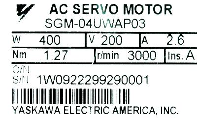 Yaskawa SGM-04UWAP03 label image