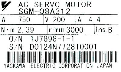 Yaskawa SGM-08A312 label image