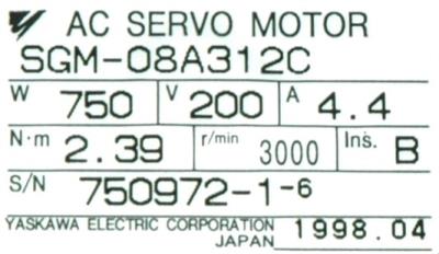 Yaskawa SGM-08A312C label image