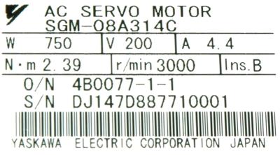 Yaskawa SGM-08A314C label image