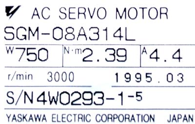 Yaskawa SGM-08A314L label image