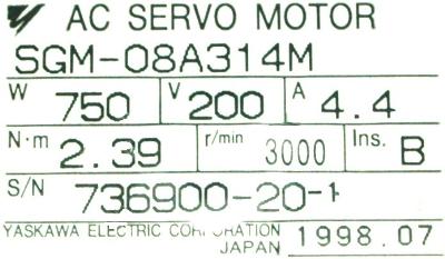 Yaskawa SGM-08A314M label image