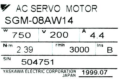 Yaskawa SGM-08AW14 label image