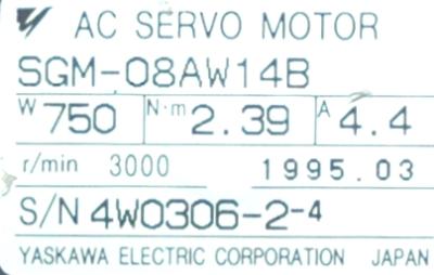 New Refurbished Exchange Repair  Yaskawa Motors-AC Servo SGM-08AW14B Precision Zone