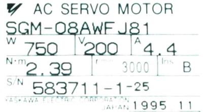 Yaskawa SGM-08AWFJ81 label image