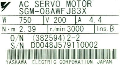 Yaskawa SGM-08AWFJ83X label image