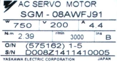 Yaskawa SGM-08AWFJ91 label image