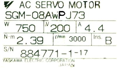 New Refurbished Exchange Repair  Yaskawa Motors-AC Servo SGM-08AWPJ73 Precision Zone