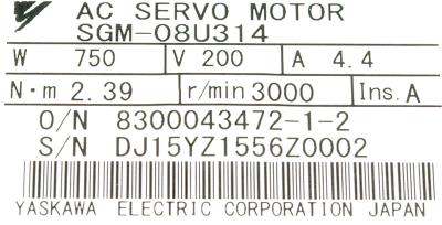 Yaskawa SGM-08U314 label image