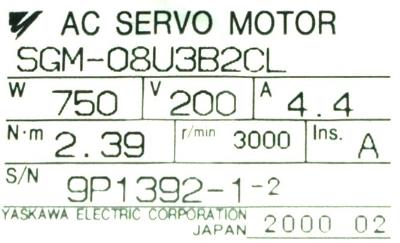 New Refurbished Exchange Repair  Yaskawa Motors-AC Servo SGM-08U3B2CL Precision Zone