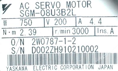 New Refurbished Exchange Repair  Yaskawa Motors-AC Servo SGM-08U3B2L Precision Zone