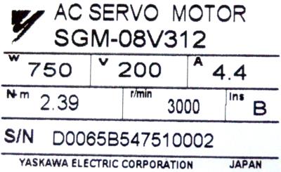 Yaskawa SGM-08V312 label image