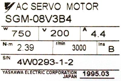 Yaskawa SGM-08V3B4 label image