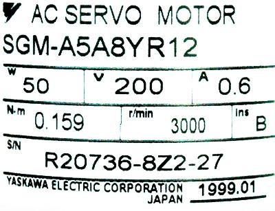 Yaskawa SGM-A5A8YR12 label image