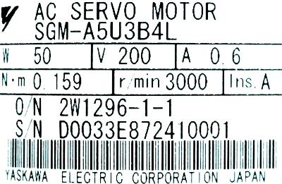 Yaskawa SGM-A5U3B4L label image