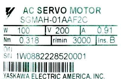 New Refurbished Exchange Repair  Yaskawa Motors-AC Servo SGMAH-01AAF2C Precision Zone