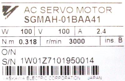 Yaskawa SGMAH-01BAA41 label image