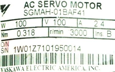 New Refurbished Exchange Repair  Yaskawa Motors-AC Servo SGMAH-01BAF41 Precision Zone