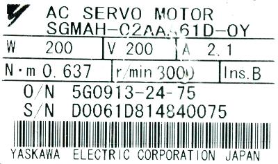 Yaskawa SGMAH-02AAA61D-OY label image