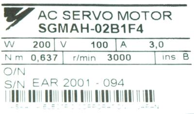 Yaskawa SGMAH-02B1F41 label image