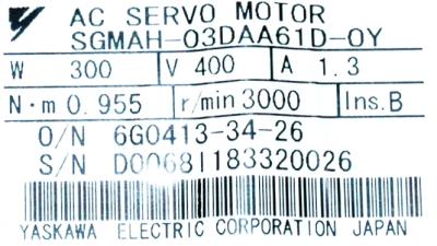 Yaskawa SGMAH-03DAA61D-OY label image