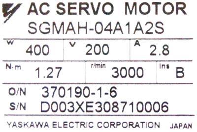 Yaskawa SGMAH-04A1A2S label image