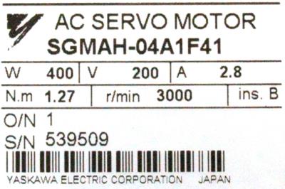 Yaskawa SGMAH-04A1F41 label image