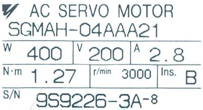 Yaskawa SGMAH-04AAA21 label image
