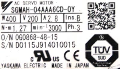 Yaskawa SGMAH-04AAA6CD-OY label image