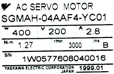 Yaskawa SGMAH-04AAF4-YC01 label image