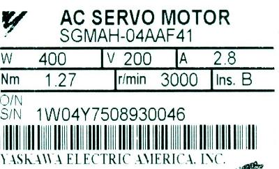 Yaskawa SGMAH-04AAF41 label image