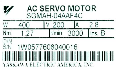 Yaskawa SGMAH-04AAF4C label image