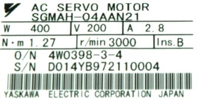 Yaskawa SGMAH-04AAN21 label image