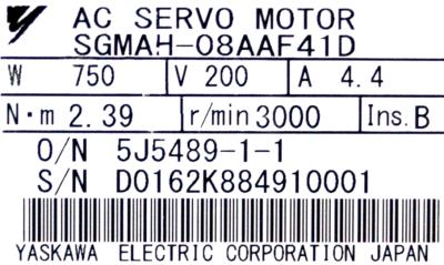 Yaskawa SGMAH-08AAF41D label image
