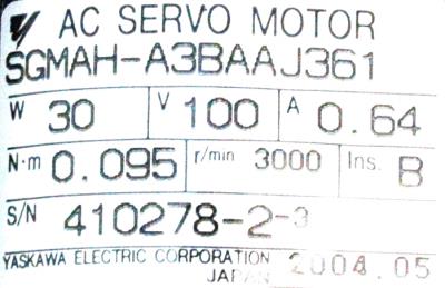 New Refurbished Exchange Repair  Yaskawa Motors-AC Servo SGMAH-A3BAAJ361 Precision Zone