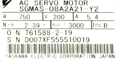 Yaskawa SGMAS-08A2A21-Y2 label image