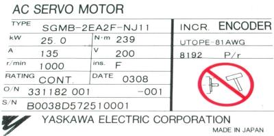 Yaskawa SGMB-2EA2F-NJ11 label image