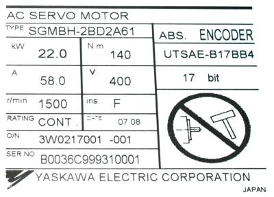 Yaskawa SGMBH-2BD2A61 label image