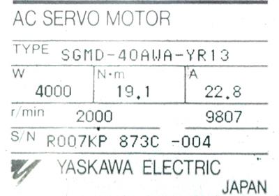 Yaskawa SGMD-40AWA-YR13 label image