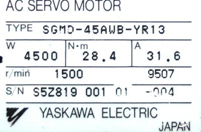 Yaskawa SGMD-45AWB-YR13 label image