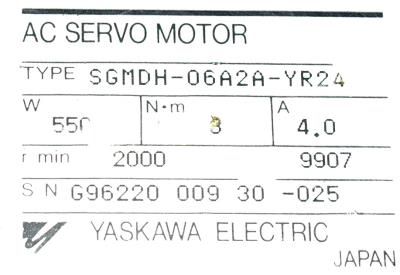 Yaskawa SGMDH-06A2A-YR24 label image