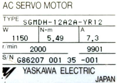Yaskawa SGMDH-12A2A-YR12 label image