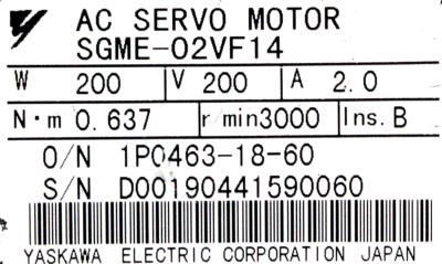 Yaskawa SGME-02VF14 label image