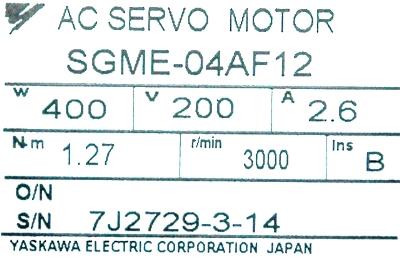 Yaskawa SGME-04AF12 label image
