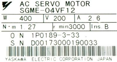 Yaskawa SGME-04VF12 label image