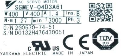 Yaskawa SGMEV-04D3A61 label image