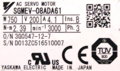 Yaskawa SGMEV-08ADA61 label image